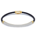 2025 Stainless Steel Cuff Bracelet Jewelry Braided Leather  Rhinestone Bracelets Custom