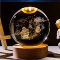 Beautiful Table Decoration 3D Laser Christmas Kids Gift Santa Claus Laser Engraved Crystal Ball Light