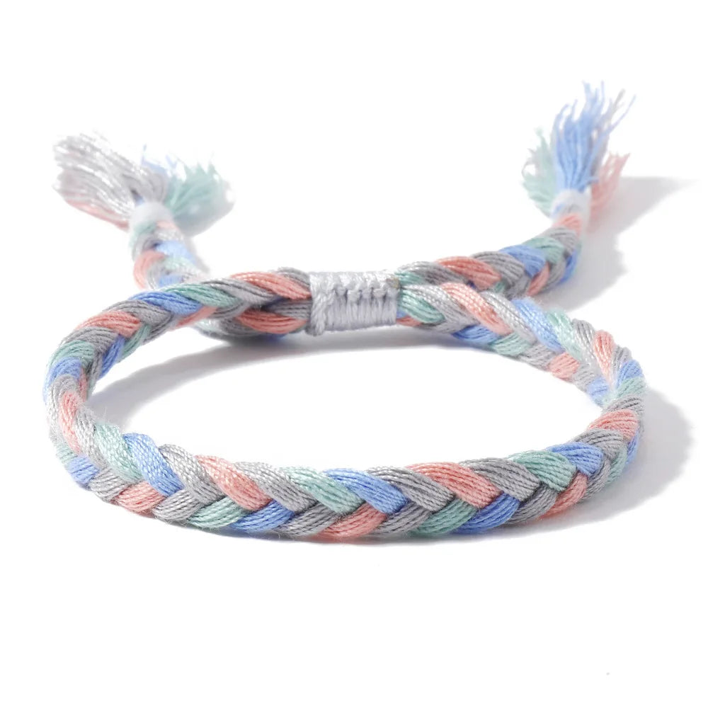Colorful Tassel Cotton Rope Hand-Woven Simple Cotton Hand Woven Friend Jewelry Rope Bracelet for Women