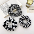 Popular Thick Rubber Hair Ties Girls Elastic Band Plaid Gingham Checker Black and White Vintage Checkered Scrunchies for Women