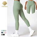 CNSHELL Custom Logo Brushed Fabric High Waist Spandex Compression Yoga Fitness Running Gym Workout Legging