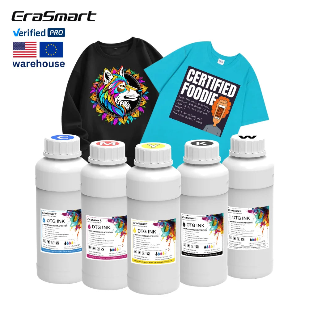 Erasmart Direct-to-Garment Digital Inkjet Printer Textile Printer with 1390 L800 XP600 TX800 I3200 I1600 for DTF & DTG Inks