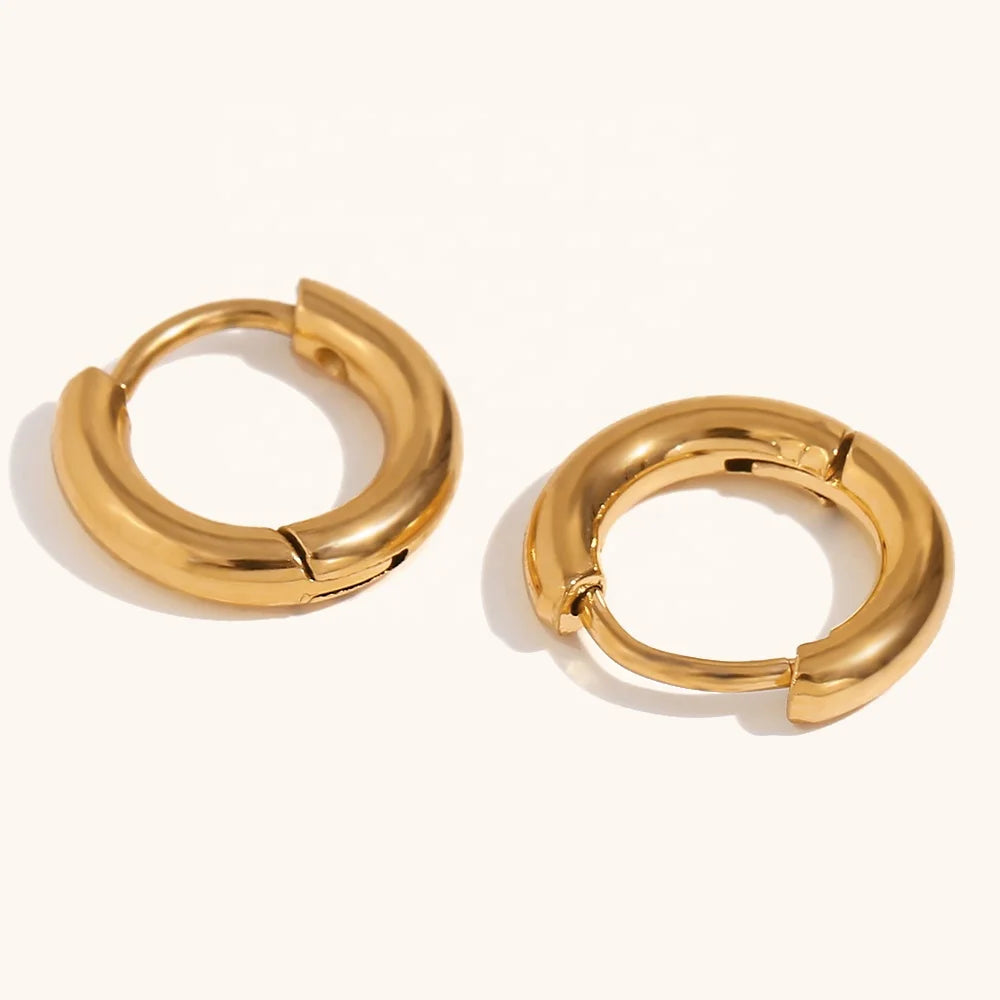 Dingran Fashion Women Jewelry 18k Gold Plated Classic Hoop Earrings Joyas De Acero Inoxidable Al Por Mayor