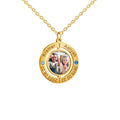 Customized Photo Name Necklaces Personalised Dainty Round with Zircon Trendy Link Chain Geometric Style Stainless Steel