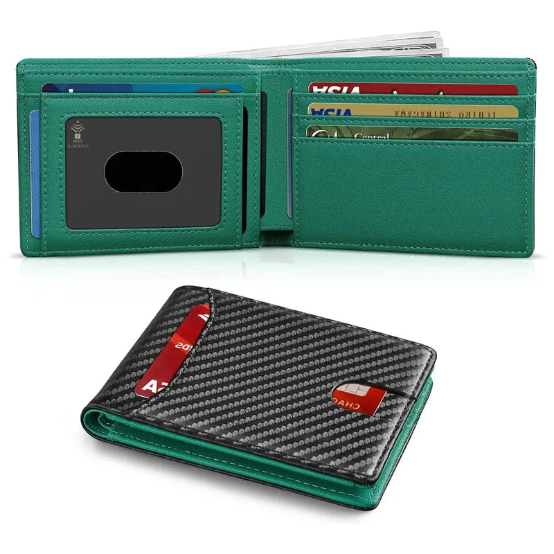 Factory Price PU Leather Wallet Slim Design with RFID Blocking Card Features Carbon Fiber Manufacturer Wholesale