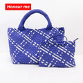 2024 High Quality Handmade Woven Handbag 2pcs Set Women Straw Shoulder Bag Summer Beach Large Neoprene Tote Bag