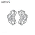 LUOTEEMI Fancy Big Elegant Large Rattan Gold Brass Cz Drop Stud Luxury Cubic Zircon Woman Flower Earring