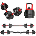 Free Weights Dumbbells Set of 3 Convertible to Barbell and Kettlebell a Pair of Lightweight for Home Gym Women and Men 10kg
