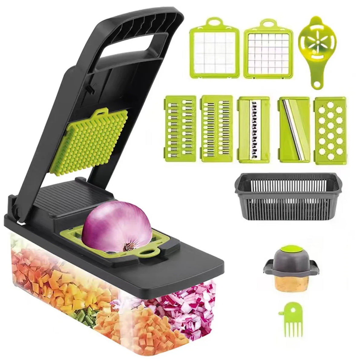 14 In1 Manual Hand Mandoline Chopper Fruit Dicer Cutter Slicer Vegetable Chopper