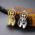 Hollow Out Alien Charm Gold Plated Stainless Steel Alien Pendant for Jewelry Making Accessories for Necklace Bracelet