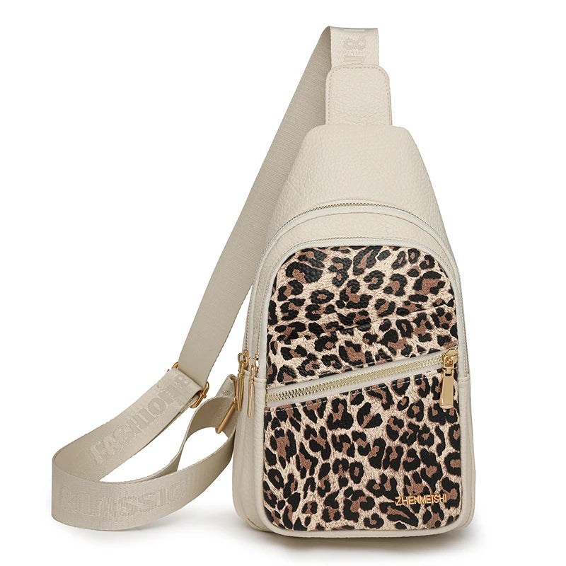 Wholesale Custom Women's Leopard Print PU Sling Chest Bag with Adjustable Strap & Large Capacity Summer Water Resistant