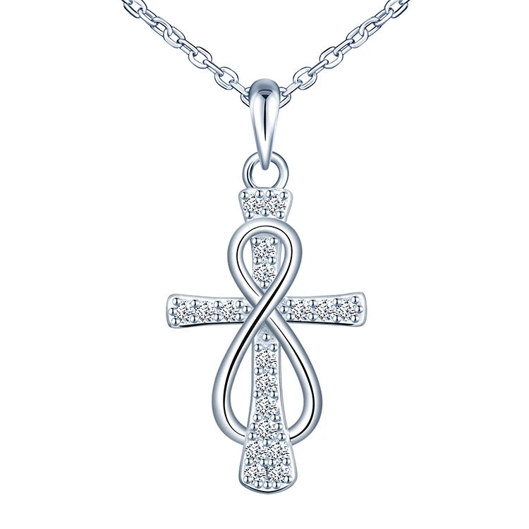 CZ 925 Sterling Silver Necklaces Cross Necklace for Women Lady