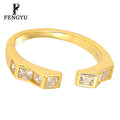 Fine 18k Gold Geometry Zircon Rings for Women 925 Sterling Silver Fashion Gemstone Adjustable Ring Custom Jewelry Wholesale