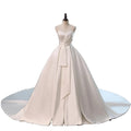 2023 New Arrival Elegant Sleeveless Pleat Satin Strapless Lace up Back Wedding Dress Bridal Ball Gown