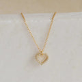 Dainty Anniversary Jewelry 925 Sterling Silver Cubic Zircon Pave Hollow Heart Pendant Necklace for Women