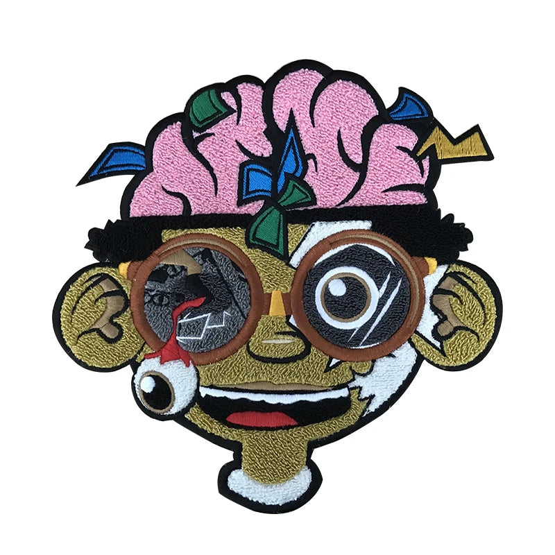 New Style Popular Creative Character Design Chenille Embroidery Patches Laser Cut Border Rhinestones Resin 3D Iron-On Customized