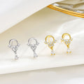Women's Fine Jewelry Mini Stud Earrings 925 Sterling Silver Gold Water Drop Shaped CZ Diamond Zircon Fashionable Circle Design