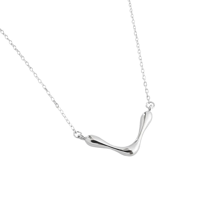 925 Sterling Silver V Shape Chain Necklace Pendant Charm Bar Fine Jewelry for Women Gifts for Her
