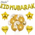 Eid Mubarak Gold Foil Mylar Balloon Banner for Ramadan Eid Party Decorations Ramadan Mubarak Party Supplies SET0562