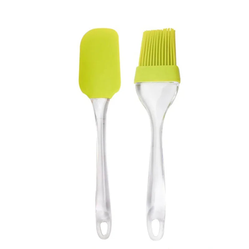8-Inch Solid Silicone Spatula Set Turner Brush Heat Resistant Oven Dishwasher Safe Baking Pastry Tools for Home Kitchen