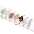 GT Crystal Cuff Bangle Open Wire Wrap Natural Citrine Amethyst Stones Bracelets for Women Girls Jewelry