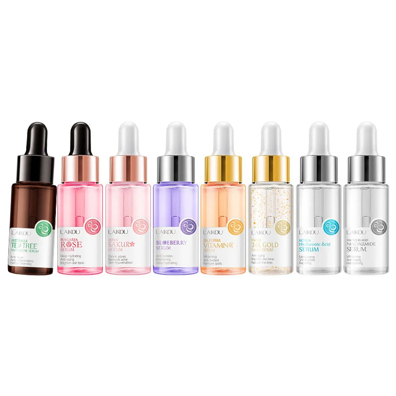 2022 New Vitamin C Glass Skin Tea Tree  24K Snail Cherry Blossoms Anti Wrinkle Face Serum Essence