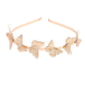 Golden Double 3D Butterfly Metal Hair Headbands for Bridal Filigree Metallic Hairbands for Kids Party Hair Accessories