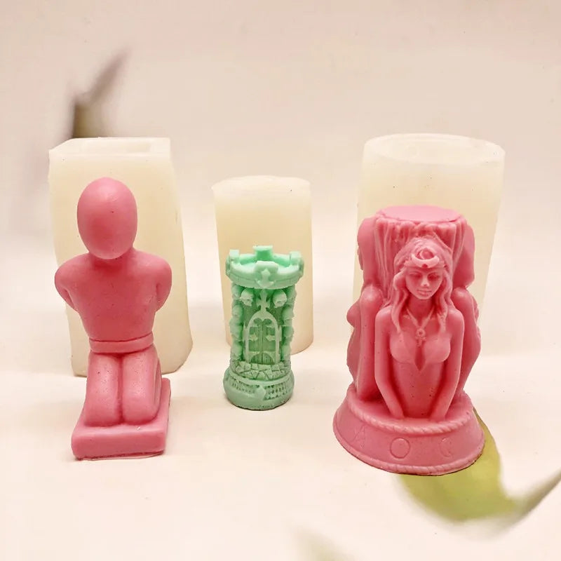 Hot Selling Kneeling Prayer Candles Silicone Molds Aromatherapy Gypsum Resin Crystal Drop Glue Molds