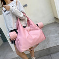 Fashion Women Pink Gym Bag with Yoga Mat Holder Zipper Duffle Bag Travel Tote Training Yoga Gym Yoga Mat Bag
