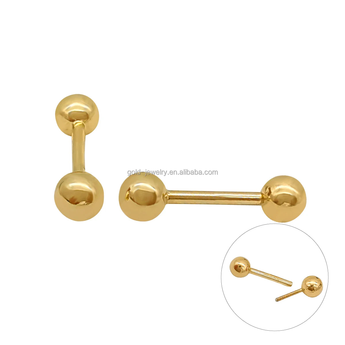New Arrival 14K Pure Gold Earring Simple Classic Yellow Gold Ball Earrings Wholesale