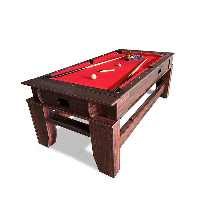 3 in 1 Multi Game 7 ft Indoor Pool Air Hockey & Billiard Table with MDF Construction Dark Walnut Customizable for Kids Adults