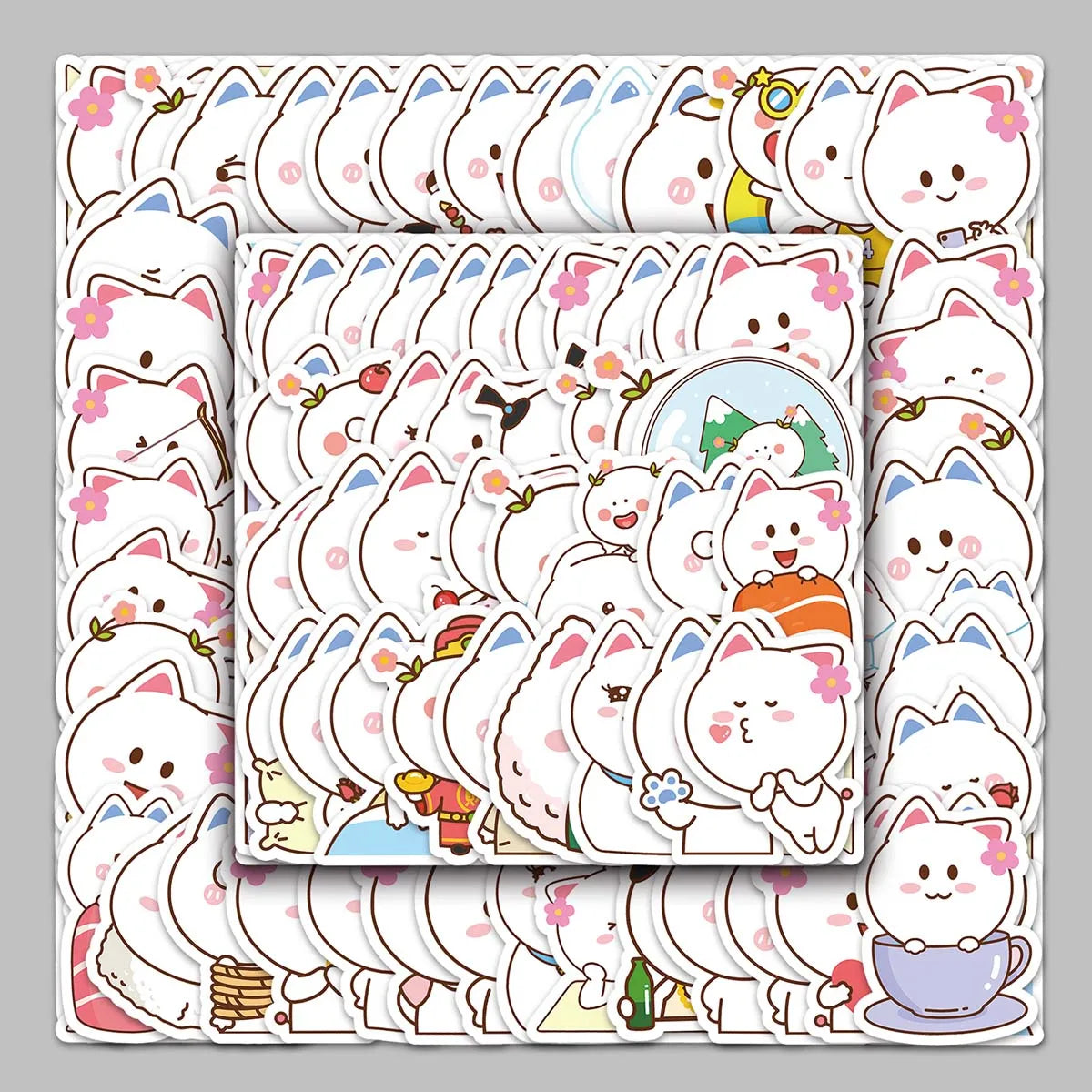 106PCS Cute Little Cartoon Doodle Refrigerator Guitar Trend Peach Fairy Sticker Ledger Scooter Guitar Headphones Desktop Sticker