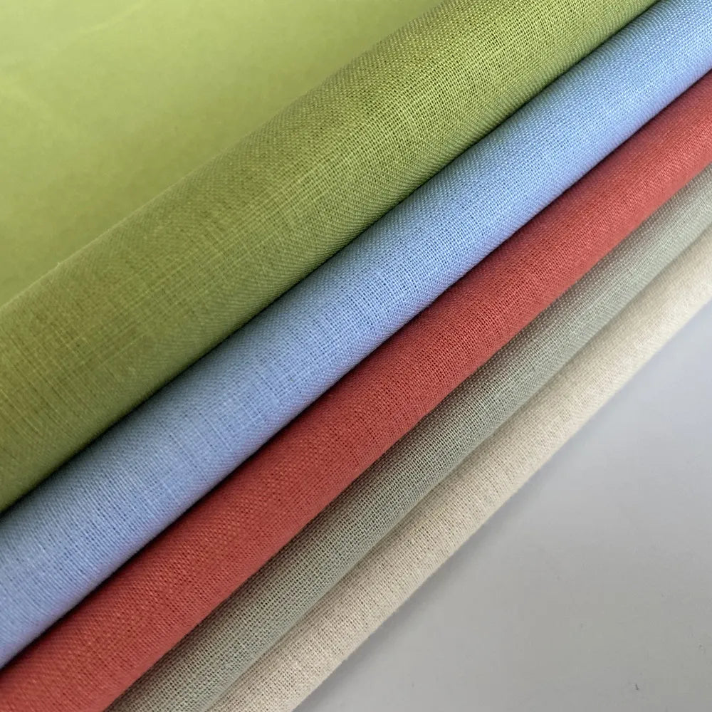 HAHOO Colors 55% Linen 45% Cotton Solid Color Woven Cotton Linen Blends Fabric for Shirts Dress Garment Napkins Pillow Cover MegaBDM