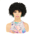Wholesale Afro Kinky Curly Wigs Bangs for Black Women High-Temperature African Synthetic Glueless Cosplay Wigs Transparent Lace