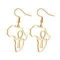 Custom Stainless Steel 18K Gold Africa Map Crux Ansata Pendant Earrings for Men and Women Afro Egyptian Ankh Wire Stud Earrings