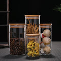 Wholesale 250ml 500ml Empty Spice Candy Coffee Food Storage Containers Bottle Bamboo Glass Jars with Seal Lids