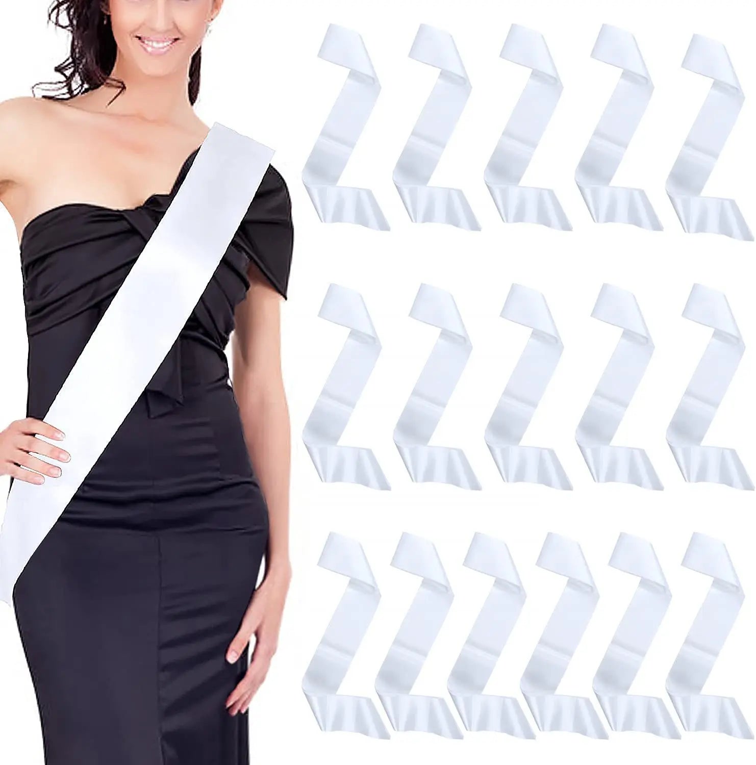 RubySub White Satin Sublimation Birthday Sash Bridesmaid Sash Party Shoulder Straps Welcome Belt