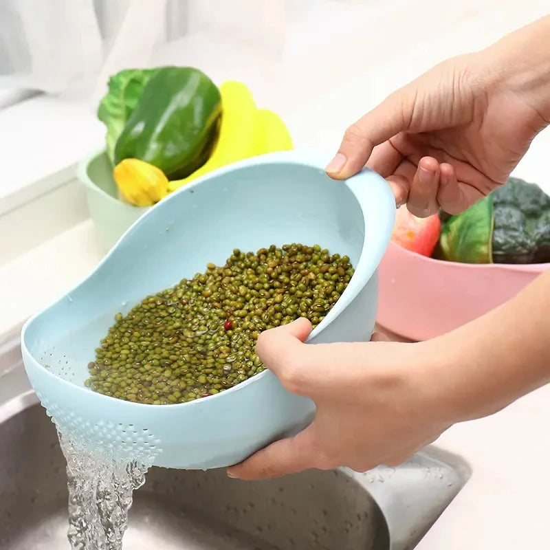 Colander Strainer Rice Washer Strainer Vegetable Drainer Food Fruit Pasta Washer Rice Washing Bowl