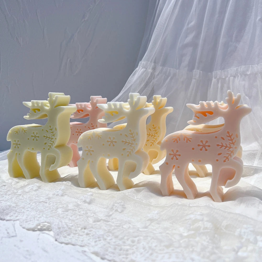 Christmas Reindeer Silicone Candle Mold Christmas Elk Silicone Mold Christmas Ornaments Fawn Soy Wax Silicone Mould Xmas Decor