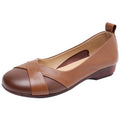 Hot Wholesale Fashion Retro Low Heel Flat Loafers Shoes for Women Elegant Genuine Leather Ladies Shoes Female Casual Ballet Shoe