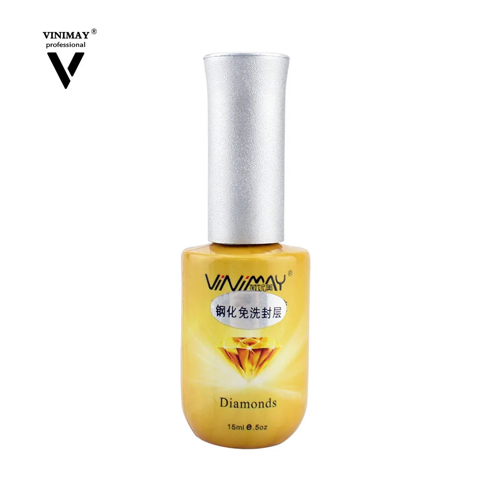 Vinimay Professional Nail Supplie Top Coat No Wipe Soak Off Super Wear-resistant Finish Gel Tempered Diamond Top Coat for Nail