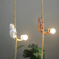 Resin White Color Chameleon Pendant Light for Living Room Hemp Rope Pendant Lamp Art Study Room Led Lizard Animal Light Fixtures