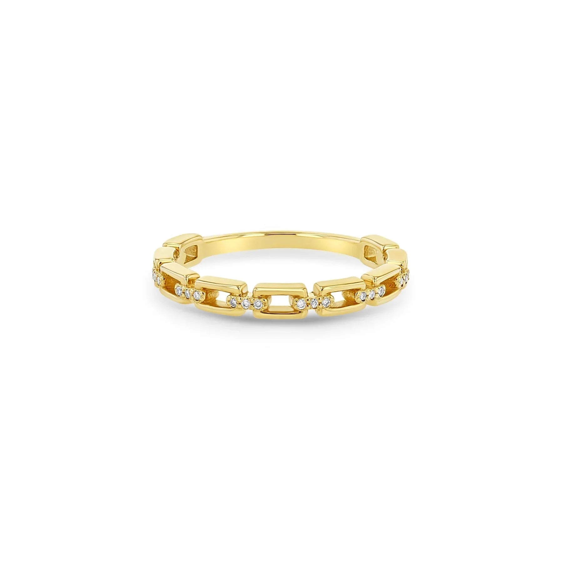 LOZRUNVE 925 Silver 14k Gold Rectangle Link Stackable Ring for Women