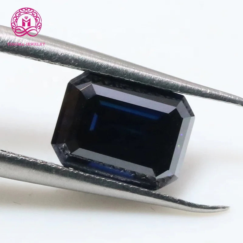Hotselling Gemstone Emerald Cut Blue Moissanite Diamond Stone Synthetic Sapphire Blue Loose Moissante for Fine Jewelry