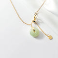 Real Natural Hetian Jade Stone Pendant Necklace 925 Sterling Silver Donut Shape Jewelry
