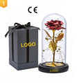 Preserved Artificial Flower Galaxy Red Blue Light up 24K Gold Led Rose Lamp Rose in Glass Dome for Valentines Mother's Gift