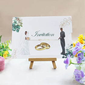Creative Bride and Groom Slider Wedding Invitation Cards Pull Out Couple Cartoon Image Invitation