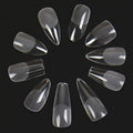 120Pcs ABS Full Cover Almond Nail Tips Clear Short Stiletto with No C Curve Bagged Square Design for Finger Application