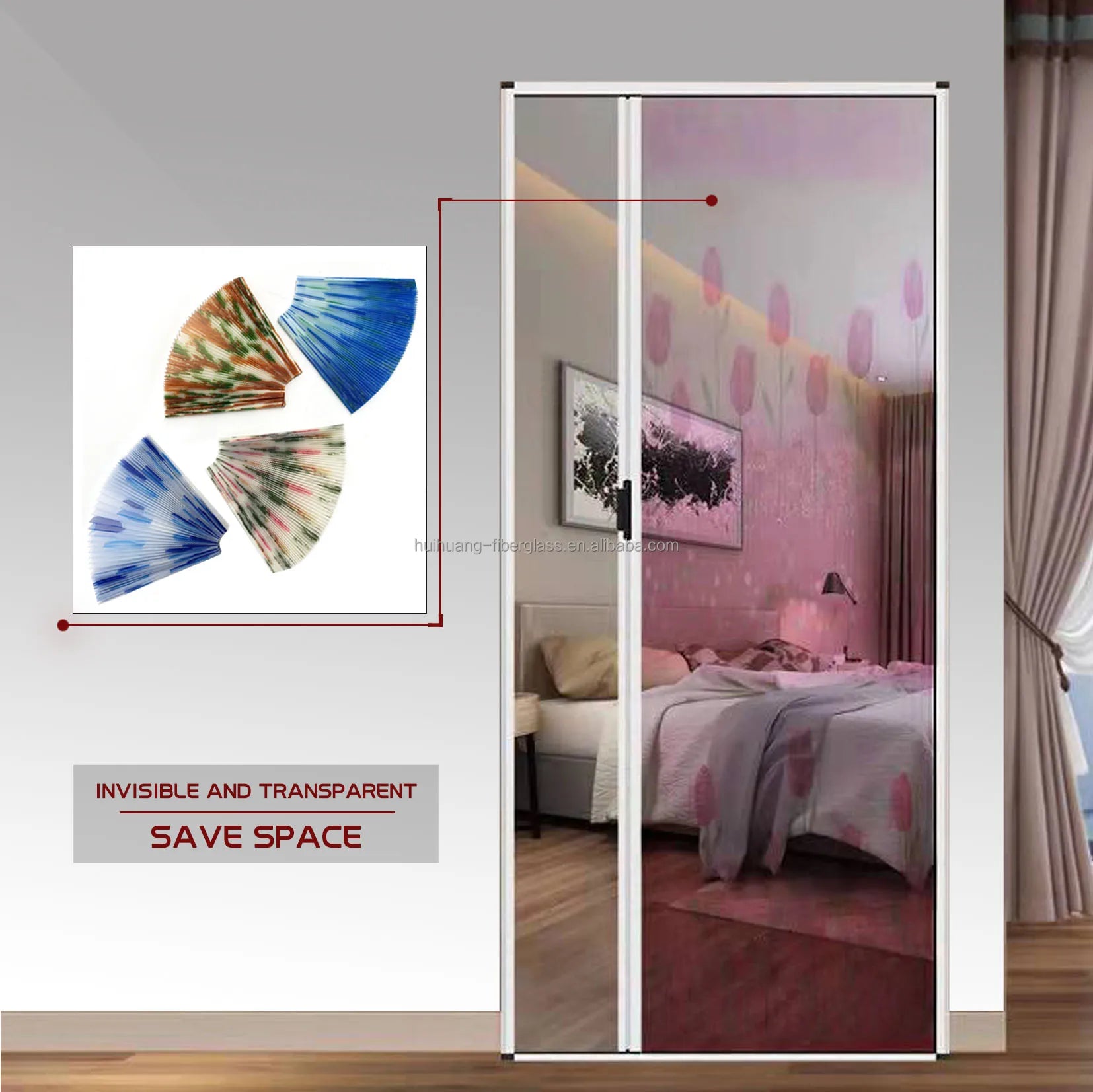 Modern Stainless Steel Folding Screen Door with Finished Surface Insect Screen Pleated Mesh Push-pull Sliding Window for Bedroom