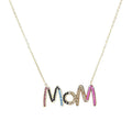 Stainless Steel Gold Plated Colorful Zircon Mom Necklace Titanium Steel PVD Personalized Zircon Mom Necklace for Mother Day